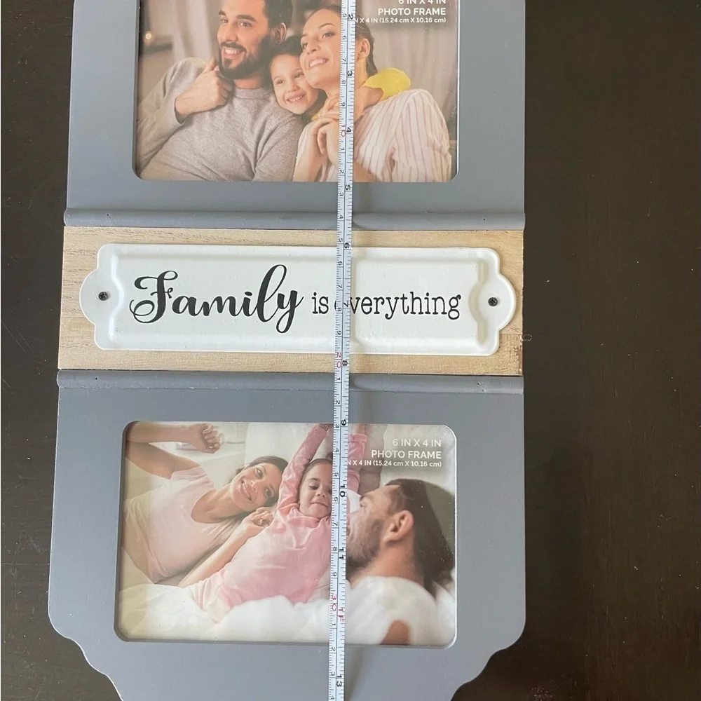 Charming Gray and White Family Photo Frame holds 6” x 4” photos